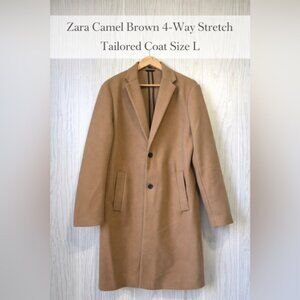 Zara Camel Brown 4-Way Stretch Tailored Coat Size L